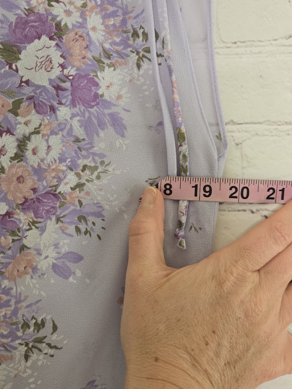 VTG 60s Laurel Ridge lavender floral babydoll dress lace trim sheer Coquette - Picture 7 of 8